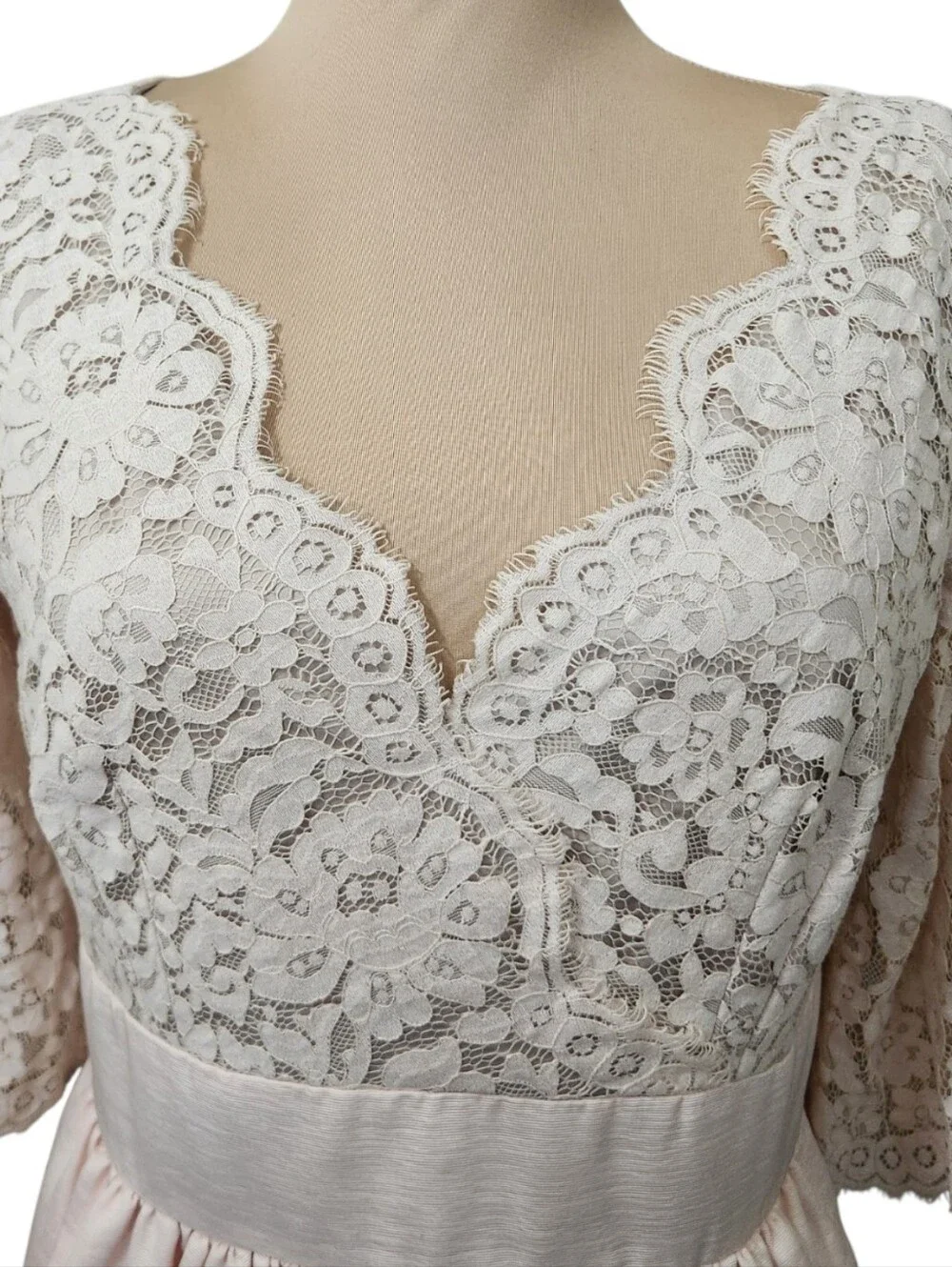 ELIZA J. Blush Pink Lace and Faille Fit & Flare Cocktail Dress - Size 10